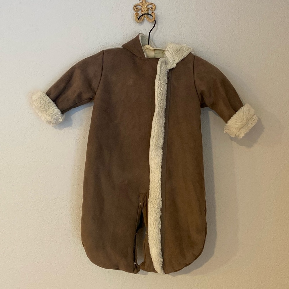 Baby Gap faux suede and sherpa hooded bunting or snowsuit